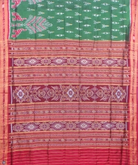 Blue and red khandua silk saree