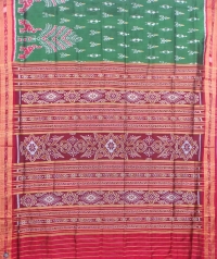 Green and maroon khandua silk saree