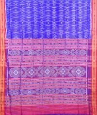 Azure blue and red khandua silk saree