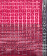 Red and black sambalpuri handloom cotton saree
