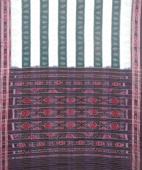 Green and white sambalpuri handloom cotton saree