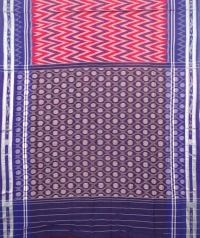 Red and blue sambalpuri handloom cotton saree