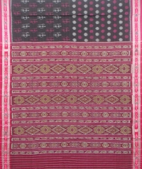 Black and maroon sambalpuri handloom cotton saree