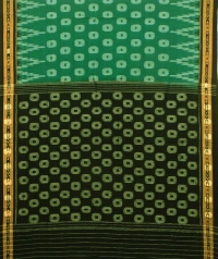 Green and black sambalpuri handloom cotton saree