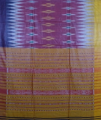 Maroon, yellow & blue colour handwoven tussar silk saree  