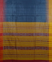 Aegean & yellow handwoven tussar silk saree  