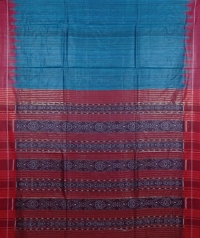 Steel blue & maroon handwoven tussar silk saree  