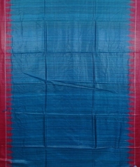 Steel blue & maroon handwoven tussar silk saree  