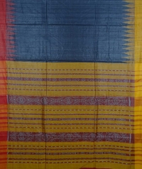 Aegean & yellow colour handwoven tussar silk saree  