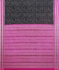 Black and magenta sambalpuri handwoven cotton saree