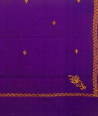 Violet and yellow handwoven cotton and wool mixed shawl