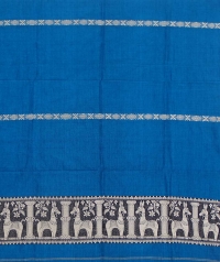 Teal blue and white handwoven cotton and wool mixed shawl