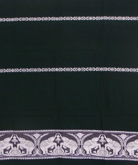Green and white handwoven cotton and wool mixed shawl