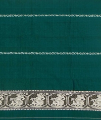 Teal green and white handwoven cotton and wool mixed shawl