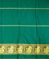 Teal green and off white handwoven cotton and wool mixed shawl