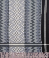 Gray and black sambalpuri handwoven cotton stole