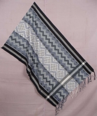 Gray and black sambalpuri handwoven cotton stole