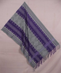 Gray and purple sambalpuri handwoven cotton stole