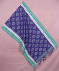 Indigo and green sambalpuri handwoven cotton stole