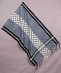 Gray and black sambalpuri handwoven cotton stole