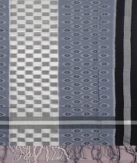 Gray and black sambalpuri handwoven cotton stole