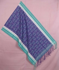 Indigo and green sambalpuri handwoven cotton stole