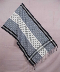 Gray and black sambalpuri handwoven cotton stole