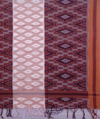 Maroon and brown sambalpuri handwoven cotton stole