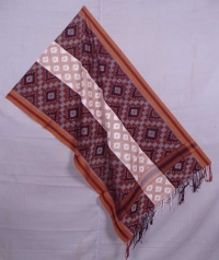 Maroon and brown sambalpuri handwoven cotton stole