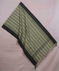 Moss and black sambalpuri handwoven cotton stole