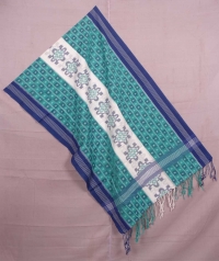 Green and blue sambalpuri handwoven cotton stole
