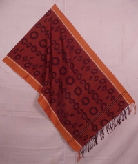 Maroon and dark brown sambalpuri handwoven cotton stole