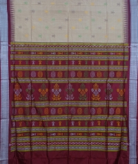  Beige and Maroon colour  handwoven bomkai silk saree