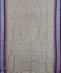  Beige and Maroon colour  handwoven bomkai silk saree