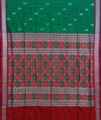 Green and Red colour  handwoven bomkai silk saree