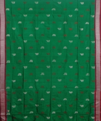 Green and Red colour  handwoven bomkai silk saree