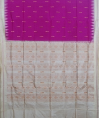 Pink and cream colour  handwoven bomkai silk saree