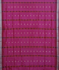 Ruby pink and maroon colour  handwoven bomkai silk saree