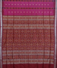 Ruby pink and maroon colour  handwoven bomkai silk saree
