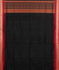 Black and red colour  handwoven bomkai silk saree