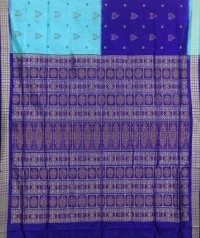 Sky blue and deep blue colour  handwoven bomkai silk saree