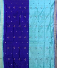 Sky blue and deep blue colour  handwoven bomkai silk saree