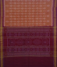 Brown and maroon sambalpuri handwoven cotton saree