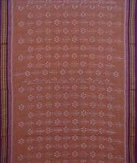 Brown and maroon sambalpuri handwoven cotton saree