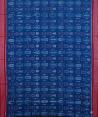 Blue and red sambalpuri handwoven cotton saree