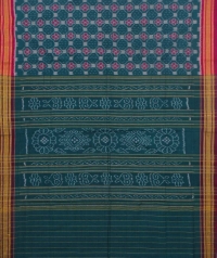 Green and red sambalpuri handwoven cotton saree