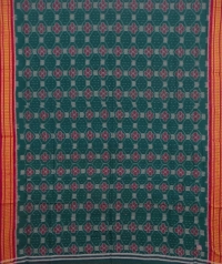 Green and red sambalpuri handwoven cotton saree