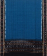 Teal blue and black sambalpuri handwoven cotton dupatta