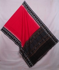 Red and black sambalpuri handwoven cotton dupatta