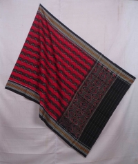 Red and black sambalpuri handwoven cotton dupatta